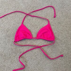 Women’s Hot Pink Triangle Swim Bikini Top - Classic Tie Back